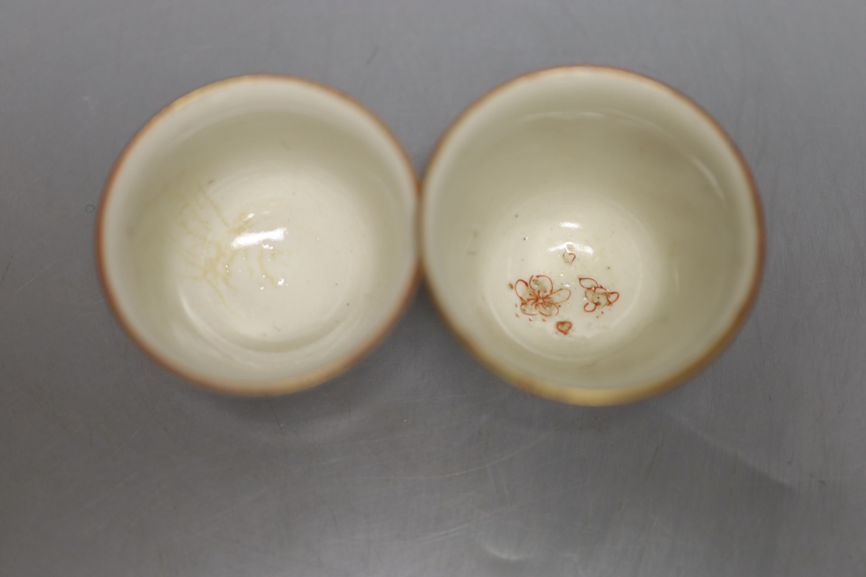 Two Japanese Kutani tea bowls, 19th century